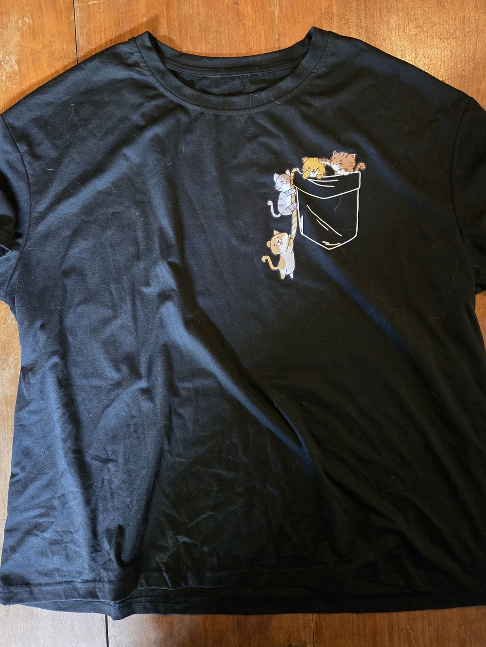 Black Cat Pocket Graphic T-Shirt - Pets Small Pets